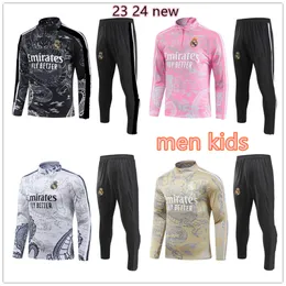 2023 2024 Nya Real Madrids Half Dra Long-ärmduften med broderier Training Suit 23 24 Soccer Training Men Clothing Outdoor Jogging Shirt Kit