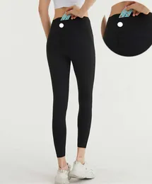 LL femmes Yoga neuvième pantalon pousser Fitness Leggings doux taille haute poche arrière hanche ascenseur élastique décontracté Jogging 7 couleurs L111