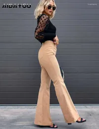 Capris Women's Pants Corduroy Flare Women Wysoka dziewczyna 165 do 180 cm Długie rozciąganie dolne spodnie Vintage Flear Bottom Bottom