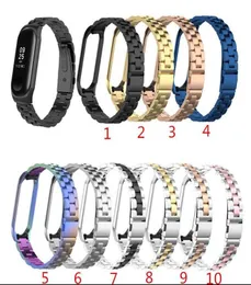 Pulseira de aço inoxidável para xiaomi mi band 3 4 pulseira de relógio de metal geral pulseira inteligente miband 3 cinto substituível pulseiras de relógio 2809581