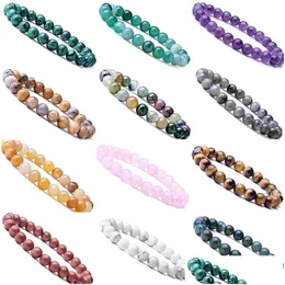 Frisado 8mm Mulheres Homens Designer Strand Pulseiras Luxo Pedra Natural Cura Cristal Stretch Pulseira Preciosa Gemstone Rodada Drop De Dhrtk