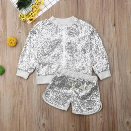 مجموعات الملابس مجموعات 16y Kids Girls Autumn Clothes مجموعة Baby Bling Sequin Long Sleeve Studs Stack