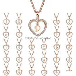 Чокеры Ins Style 26 Letter Love Ожерелье для женщин Ретро темперамент Алмазное сердце Подвеска на ключицу Цепочка с доставкой ювелирных изделий Nec Dhktg
