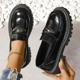 Kleid Schuhe Loafers Für Frauen 2023 Frühling Dicken sohlen Student Slip-on Retro Britischen Stil Trendy Schwarz frauen zapatos para Mujeres