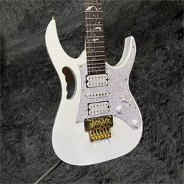 ホット販売高品質の白い有名なマスターレベル7Vエレクトリックギター、高品質のビブラートシステム、24トーンの指板、感動的なトーン、---楽器