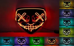 Máscara de terror de Halloween, máscara Led para Cosplay, ilumina el cable EL, máscara que brilla en la oscuridad, suministros para festivales 9167598006