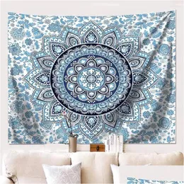 Tapestries Mandala Flower Tapestry Wall Hanging Sandy Beach Throw Rug Blanket Cam Tent Travel Mattress Bohemian Drop Delivery Home Ga Dhjkk