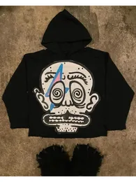 Punk padrão impresso rua moletom hoodies para mulheres e homens y2k solto goth hoodie casual estética moda camisolas 231229