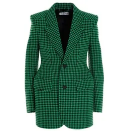 chaqueta de lana pata gallo para mujer traje un solo pecho a la cintura elegante oficina women039sスーツBlazers6508831