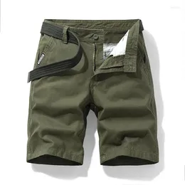 Shorts pour hommes 2024 Hommes Summer Casual Ceinture Droite Travail Lâche Solide Mode Sports Jogging Bouton Multi-Poche Militaire