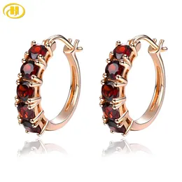 Caixas Natural Garnet Sterling Sier Clip Brincos Rosa Banhado A Ouro 5 Quilates Genuíno Gemstone Mulheres Clássico Romântico Jóias Presentes