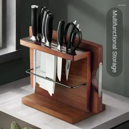 Stoccaggio da cucina Multifunzionale in legno massello Poggia coltello Tagliere Rack Sedile di ventilazione cavo