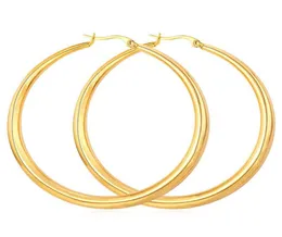 Real 18K Gold Silver Plated Big Hoop örhängen för kvinnor stort rostfritt stål runda cirkel hoops örhänge lättvikt no fade color1808421