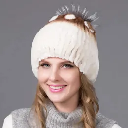 Autumn and Winter Otter Rabbit Hair Knitted Hat with Fox Fur Grass Knitted Hat Fashion Ear Protection Hat 231229