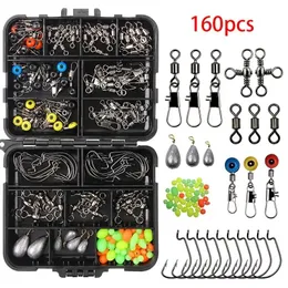 Accessories Fishing Accessories 160pcsset Fishing Tackles Set Jig Hooks Beads Sinkers Weight Swivels Snaps Sliders Kit Angling Accessory 22091