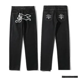 Męskie dżinsy Drukuj streetwear Men Hip Hop workowate spodnie Y2K ubrania proste luźne gotowe dżinsowe spodnie pantelones vaquerosmens upuść deli dhgmq