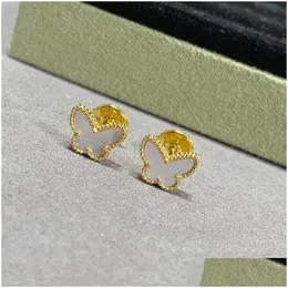 Stud S925 Sterling Sier Tatlı Kelebek Tasarımcı Küpe Kadınlar İçin Lüks Marka Yonca Kabuğu Kısa gerdanlık Bilezikler Kolye Earrin DHFPU