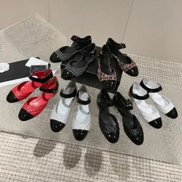 여름 발레 신발 럭셔리 디자이너 Mary Jane Shoes 향기로운 스타일 캐주얼 신발 격자증 체크 뚱뚱한 뮬러 워킹 플랫 뮬스 드레스 로퍼