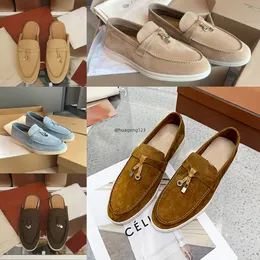 Loro Pianas Shoes LP NASSALAND MENS Womens Star Style Laiders Flow Low Top Suede Cow Leather Oxfordsdesigner Shoes Moccasins
