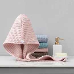 Waflowe ręczniki ręczniki ręczniki do włosów Szybkie suszenie miękkie kobiety turban głowicy na hat z opakowaniem prysznicowego