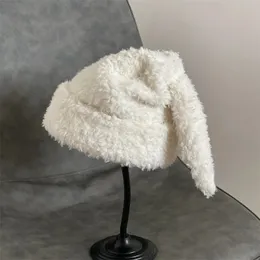 Addensare caldo simpatico coniglietto orecchie di coniglio peluche cappello di lana Kawaii capelli di coniglio imitazione donna inverno JK cappello di lana accessori cappello 231229