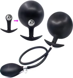 Plugue anal de silicone inflável com contas de metal expansível ânus bola ao ar livre plugues de bunda dilatador vibrador brinquedo sexual para mulheres homens gay7278866