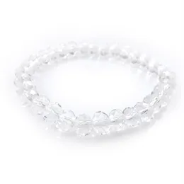 Transparentes 8 mm facettiertes Kristall-Perlenarmband für Damen, einfacher Stil, dehnbare Armbänder, 20 Stück, Los 2344