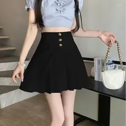 Saias preppy cintura alta sólida plissada mini saia mulheres verão primavera moda coreana adorável branco aline millennium curto