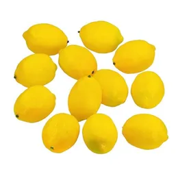 Flores decorativas grinaldas 12 pcs limões artificiais frutas falsas para casa cozinha festa de casamento festival outono ação de graças decorati dhqwa