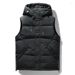 Herenvesten Mode Lente Herfst Jassen Voor Mannen Casual Warm Vest Met Capuchon Hoge Kwaliteit Kleding Met Mouwloos Dons