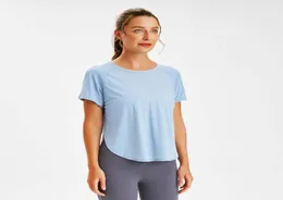 2020 yoga manica corta lu top corsa abbigliamento da palestra camicia da donna punzonatura laser asciugatura rapida traspirante fitness casual allmatch lu 4396603