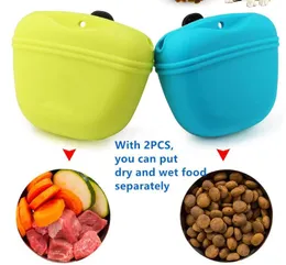 Borsa portatile per addestramento del cane Borsa per snack in silicone per cani da compagnia Custodia per addestramento in silicone per alimenti per cani Marsupio con chiusura magnetica