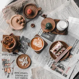 TEA TRAYS Walnut Coasters Drick Coffee Cup Mat Round Square Pad Home Table Bowl TEAPOT Placemats Kök Matsillbehör