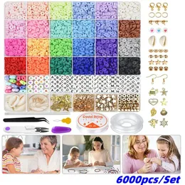 6000Pcs Polymer Clay Beads Box Set with Tools Alphabet Beads for Jewelry Making Bracelet DIY Accessories Jewelry Kit Girls Gifts 231229