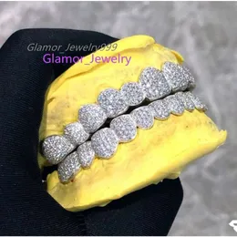 Hiphop isad ut S Sterling Sier Custom VVS Moissanite Diamond Grillz för tänder