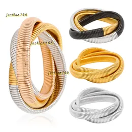 Bangle Gold Sliver 2024 ثلاث طبقات مرنة السوار الفولاذ المقاوم للصدأ 18 كيلو سوار مطلي بالمجوهر