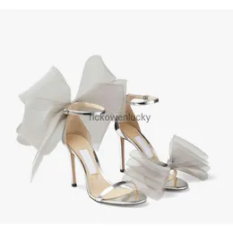 JC Jimmynesty Choo Women Buty Wedding Sandal Sandal High Heels Aveline Aveline 100 mm obcasowe łuki siatki otwarte palce u nóg sandały luksusowy projektant EU35-43