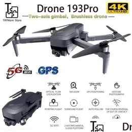 Aircraft Electric/Rc Aircraft 193Pro 2000 Meters Remote Control Drone 4K Hd Fpv Twoaxis Gimbal Camera Electric Adjustment 90 ° Gps Follow M
