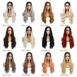 Parrucche Parrucca sintetica da 26 pollici in 12 colori Simulazione Parrucche per capelli umani Onda naturale Perruques de cheveux humains WIG345