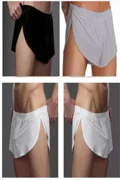 Белые мужские спортивные штаны с низкой посадкой, спортивные пижамы, мужские шорты для йоги, мужская пижама из ледяного шелка, сексуальное короткое нижнее белье, мужская йога sh3469128