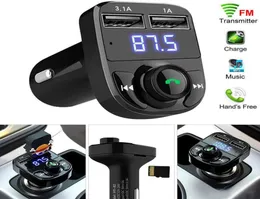 FM50 X8 Transmissor FM Aux Modulador Kit para carro Bluetooth Handsfree Car Receptor de áudio MP3 Player com 3.1A Carga rápida Dual USB Car C com Box4799530