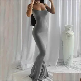 Basic Casual Dresses Sleeveless Cotton Loose Long Pencil Jumper Evening Dress Women Summer Bodycon Elegant Party Club Wear Sundres Dhnrb