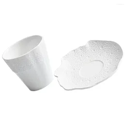 Set di stoviglie Decor Tazza d'acqua Piattino in ceramica Bere il latte in stile europeo Tè pomeridiano bianco da ufficio