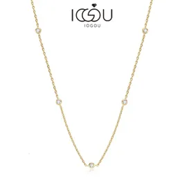 IOGOU Choker 925 Sterling Silver Round 2.5mm D Color Necklace for Women 14k Gold Color Certificate Gift 162 inch 231229