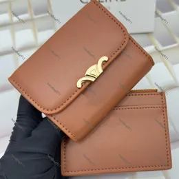 Designer läder plånböcker lyx triomphe cuir kreditkortshållare handväska väskor två-i-en guld hårdvara kvinnor av zippy mynt plånböcker med original box dammväska