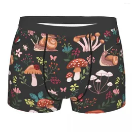 Mutande Boxer da uomo Funghi stravaganti Lumache Farfalle Coccinelle Mutandine Pantaloncini Traspiranti Intimo da uomo Slip Boxer sexy