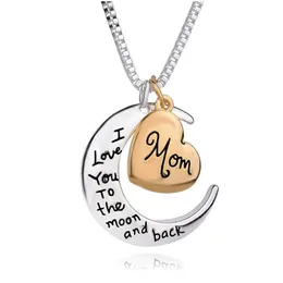 Ожерелья с подвесками Сердце Ожерелье Я люблю тебя до Луны и обратно Мама Подарок на день матери Модные украшения Член семьи Прямая доставка Ручка Dhbos