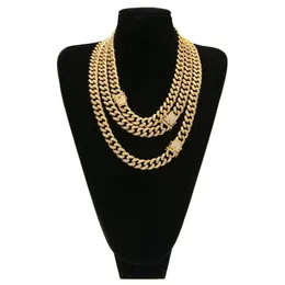 Catene 16-24 pollici zircone catena a maglia cubana Nekclace Bling set di gioielli hip hop oro 18 carati collane con fibbia con diamanti per uomo Will e Sandy Dhi9B