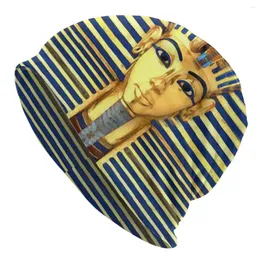 Berets Pharaoh King Tut Gold Lapis Bonnet Femme Knit Hat For Women Men Autumn Winter Warm Egypt Egyptian Hieroglyphs Beanies Caps