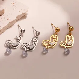 Dangle Earrings Royal Design 316L Stainless Steel Heart Drop For Women Girls Unique Party Daily Jewelry Femme Gift Valentine